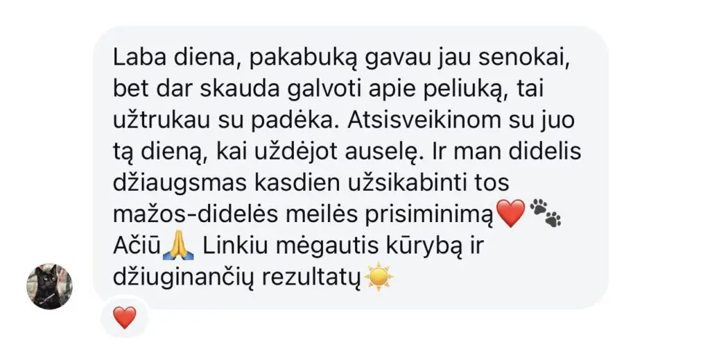 Klientų atsiliepimas apie augintinių nosies atspaudo antspaudo juvelyriką