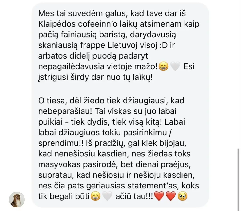 Klientų atsiliepimas apie augintinių nosies atspaudo antspaudo juvelyriką